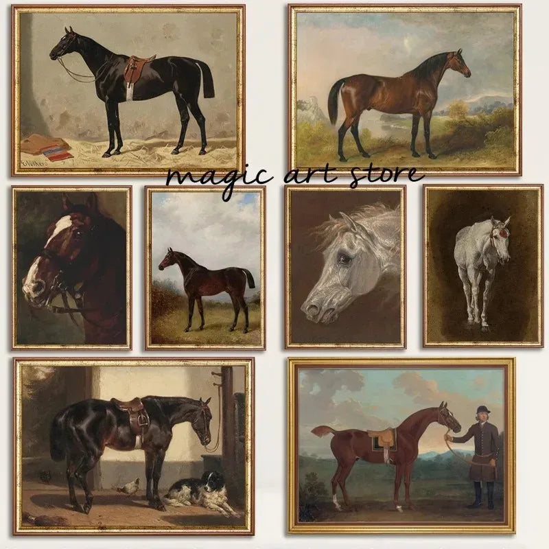 Tableau Vintage Cheval Fait Main