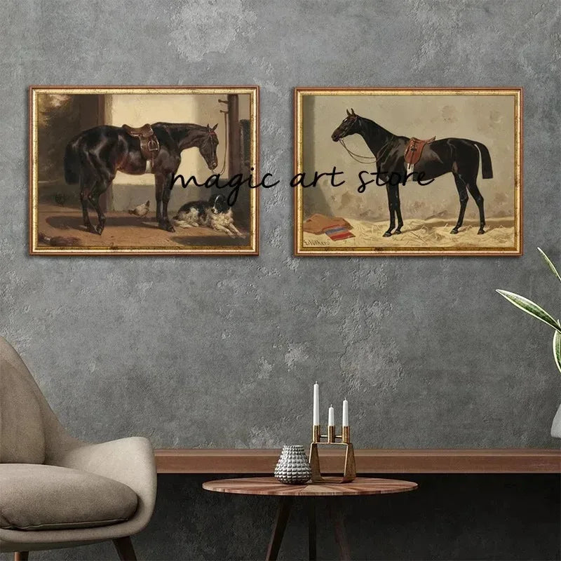 Tableau Vintage Cheval Fait Main
